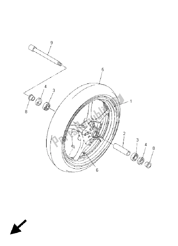 All parts for the Front Wheel of the Yamaha FZ6 S 600 2005