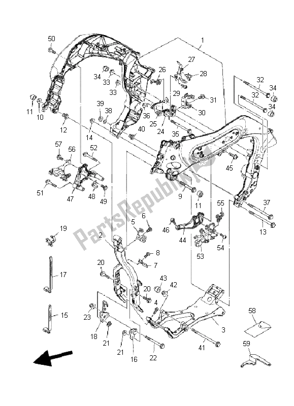 Toutes les pièces pour le Cadre du Yamaha MT 01S 1670 2009