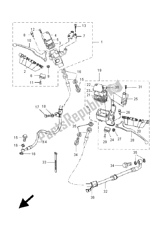 All parts for the M. Cylinder For Disk Brake of the Yamaha VP 250 X City 2007