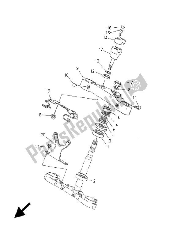 Todas las partes para Direccion de Yamaha XV 1600A Wildstar 2001