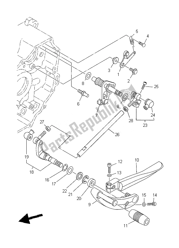 All parts for the Shift Shaft of the Yamaha XV 1900A Midnight Star 2007