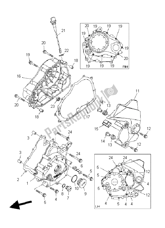 Tutte le parti per il Coperchio Del Carter 1 del Yamaha T 135 FI Crypton X 2011