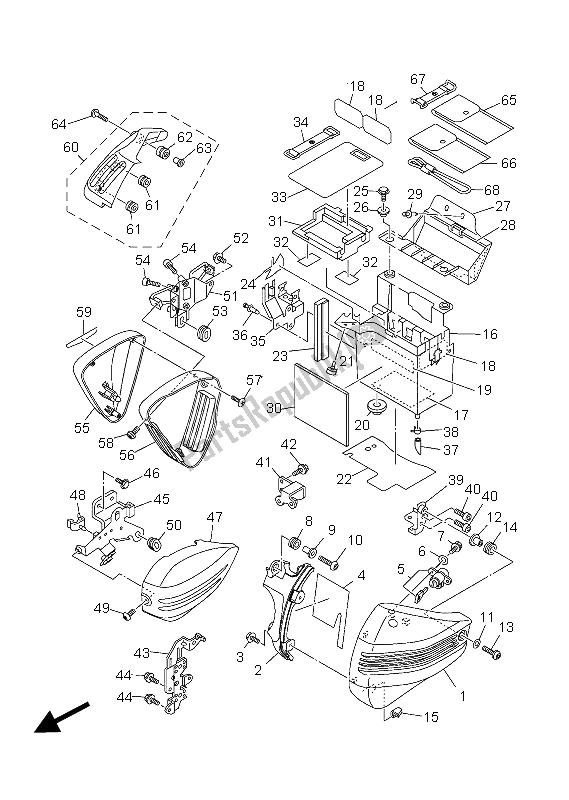 Tutte le parti per il Coperchio Laterale del Yamaha XV 1900A 2012