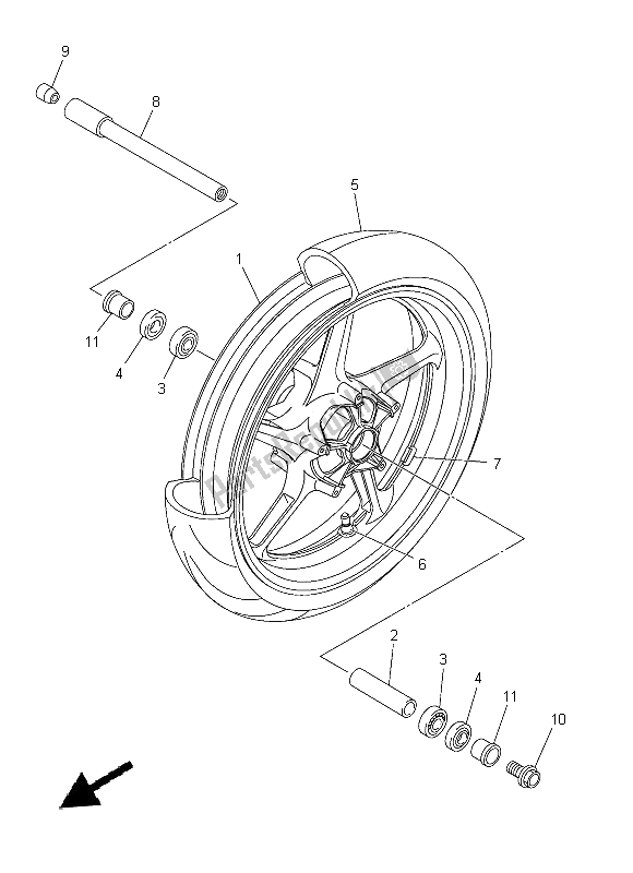 All parts for the Front Wheel of the Yamaha YZF R1 1000 2014