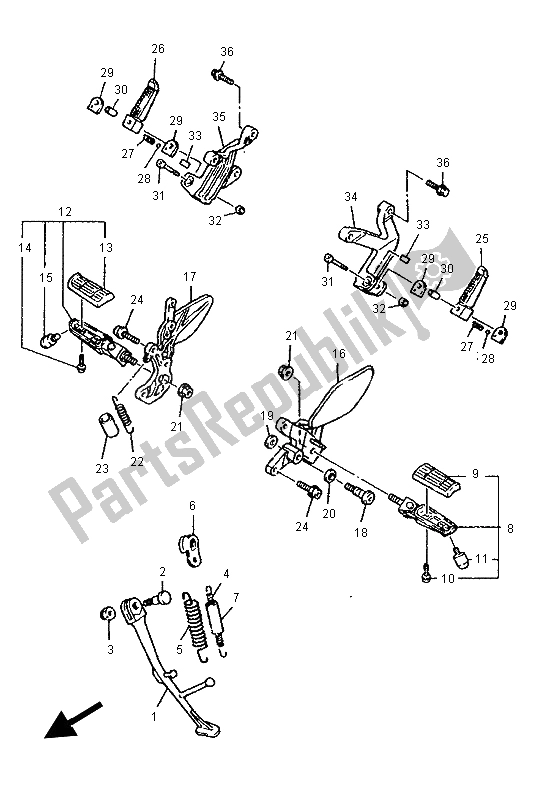 Toutes les pièces pour le Support Et Repose-pieds du Yamaha YZF 600R Thundercat 1997