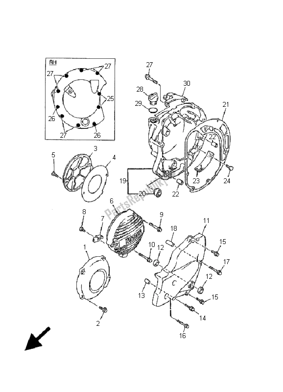 Toutes les pièces pour le Couvercle De Carter 1 du Yamaha XJ 600S Diversion 2001