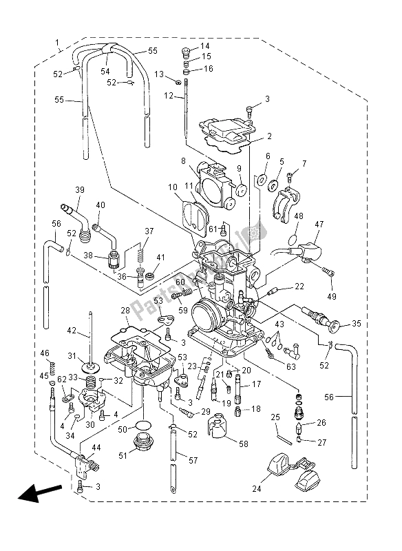 All parts for the Carburetor of the Yamaha YZ 450F 2008