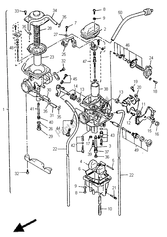 Todas as partes de Carburador do Yamaha TT 600E 1998