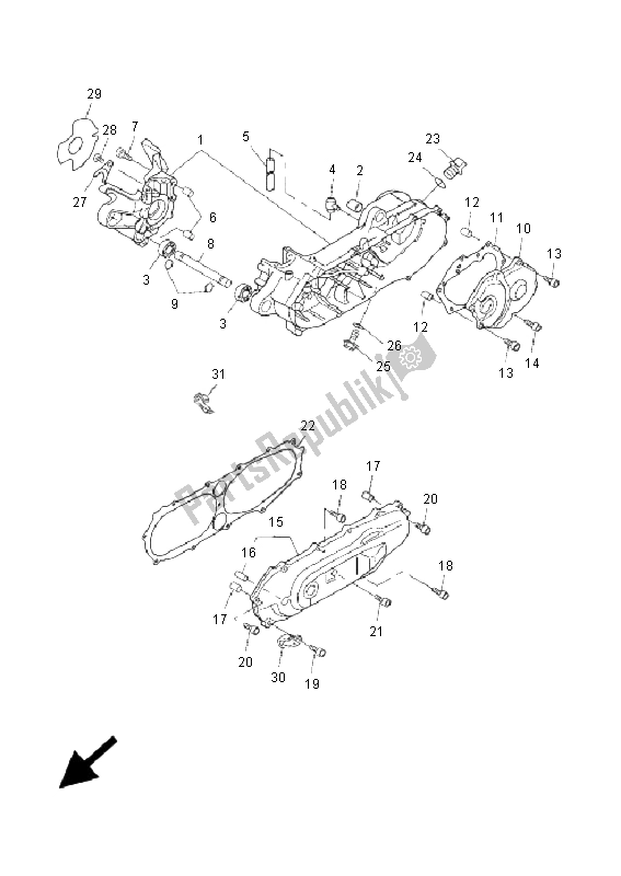 All parts for the Crankcase of the Yamaha EW 50 Slider 2006