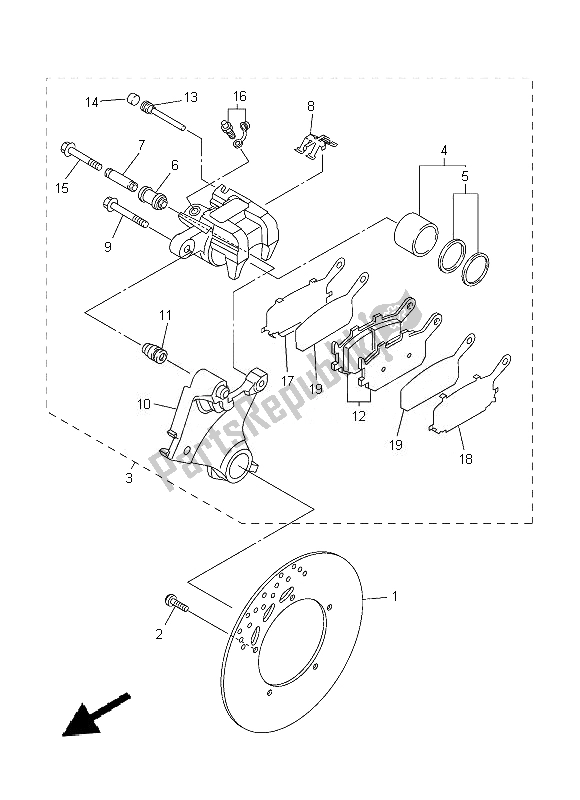 All parts for the Rear Brake Caliper of the Yamaha FZ8 NA 800 2013