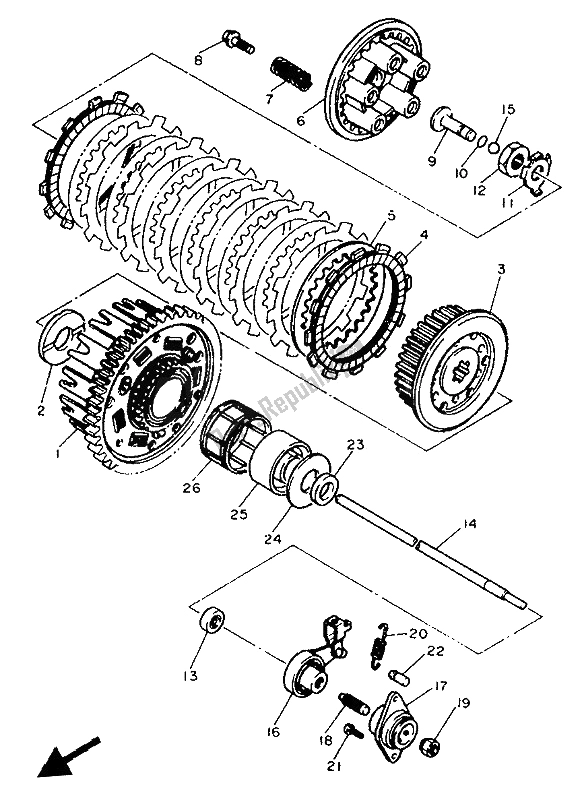Tutte le parti per il Frizione del Yamaha FZR 400 RR 1992