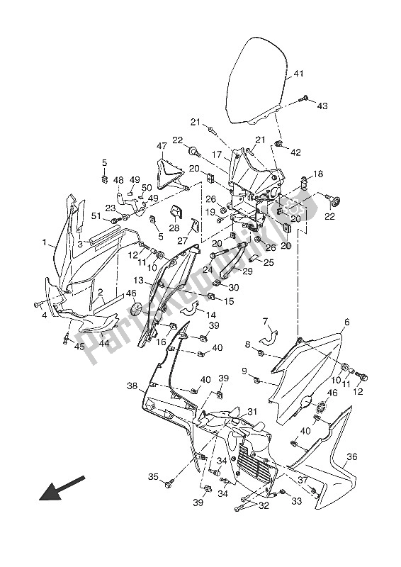 All parts for the Windshield of the Yamaha YP 250 RA 2016