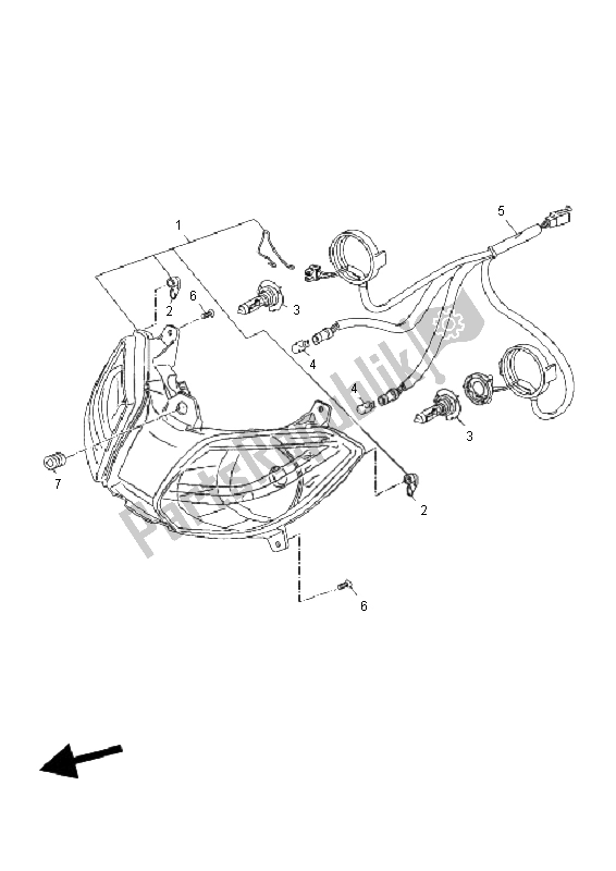 All parts for the Headlight of the Yamaha YP 250R X MAX 2011
