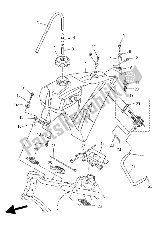 Alle onderdelen voor de Benzinetank van de Yamaha WR 250F 2010