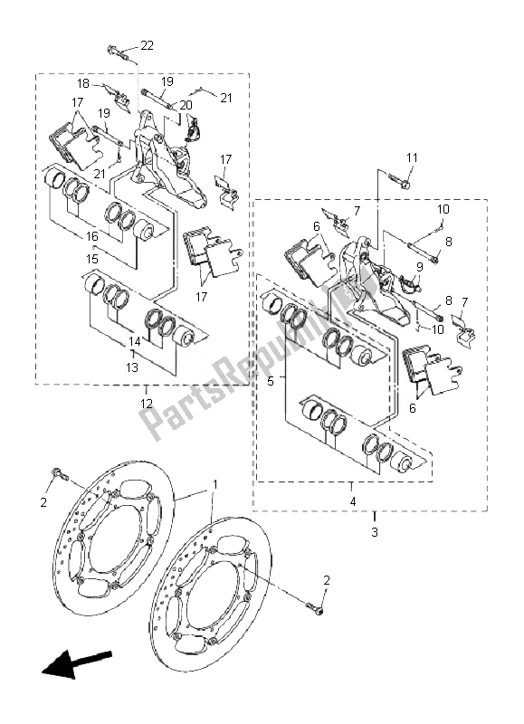 Todas las partes para Pinza De Freno Delantero de Yamaha FJR 1300 AS 2007