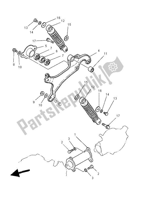 All parts for the Rear Arm & Suspension of the Yamaha PW 50 2004