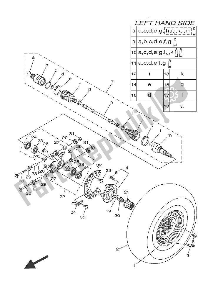 All parts for the Rear Wheel of the Yamaha YXM 700E Viking EPS Camo 2016