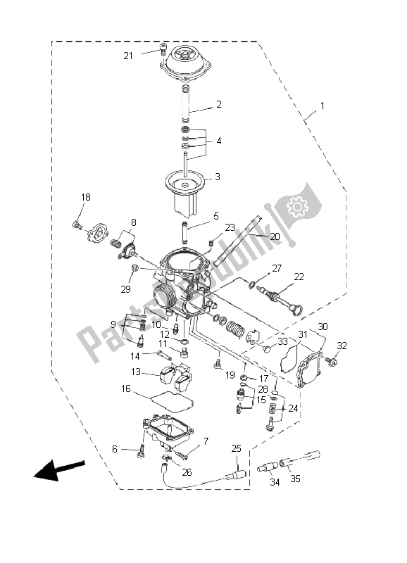 Toutes les pièces pour le Carburateur du Yamaha YFM 250 Bear Tracker 2X4 2002