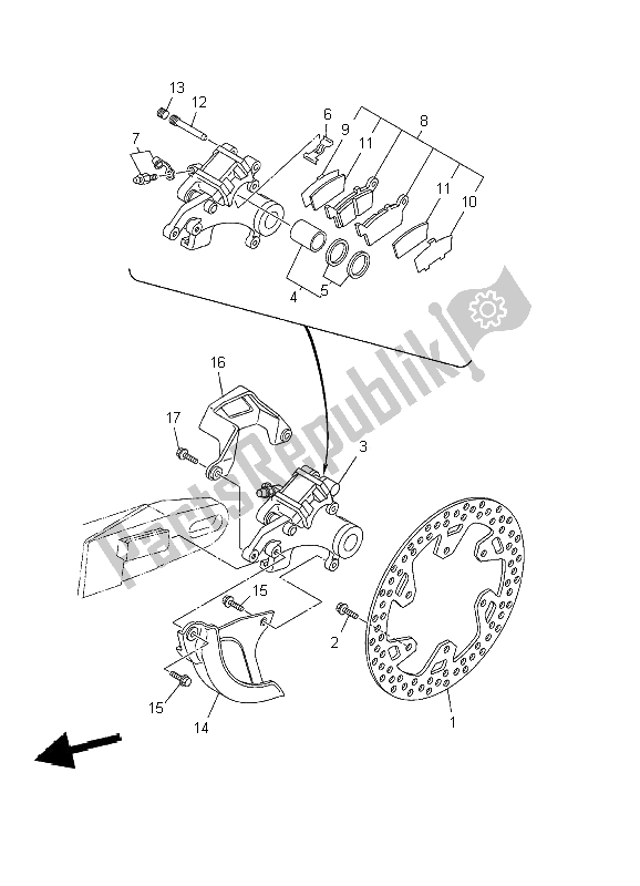 All parts for the Rear Brake Caliper of the Yamaha YZ 250F 2002