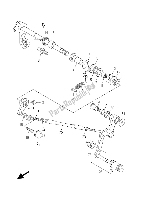 All parts for the Shift Shaft of the Yamaha FJR 1300A 2003