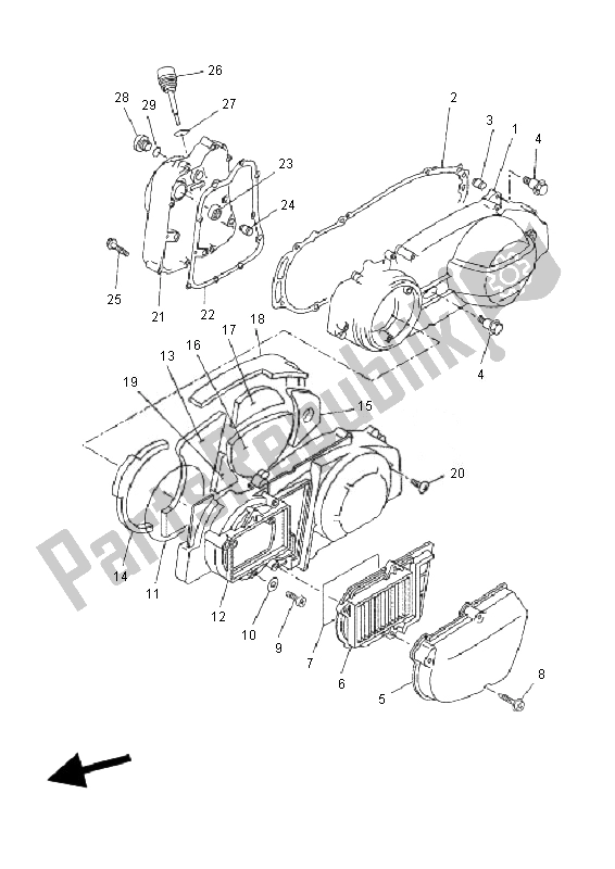 Tutte le parti per il Coperchio Del Carter 1 del Yamaha YP 250R X MAX 2010