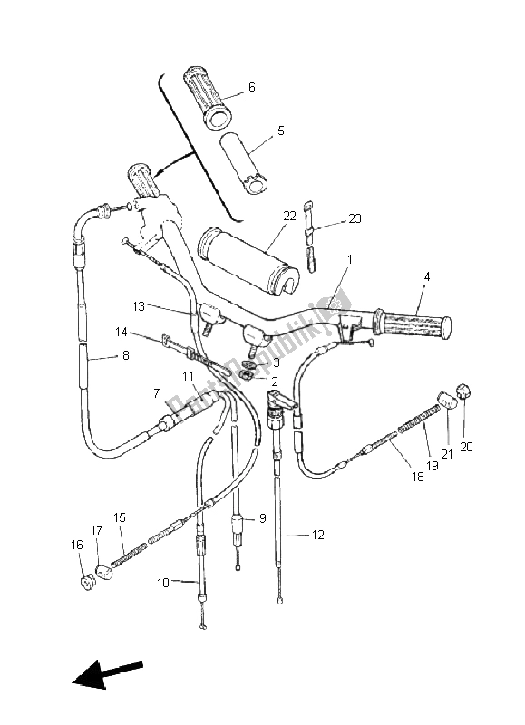 All parts for the Steering Handle & Cable of the Yamaha PW 50 2011