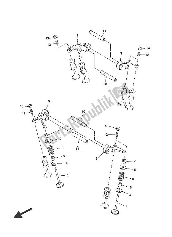 All parts for the Valve of the Yamaha XVS 1300A 2016