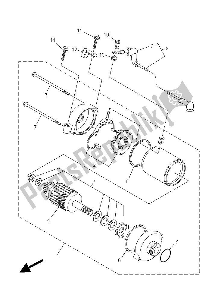 All parts for the Starting Motor of the Yamaha YFM 700R 2015