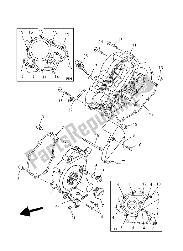 All parts for the Crankcase Cover 1 of the Yamaha YZF R 125 2008