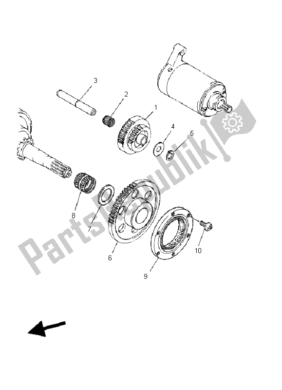 All parts for the Starter Clutch of the Yamaha YFM 350 Warrior 2004