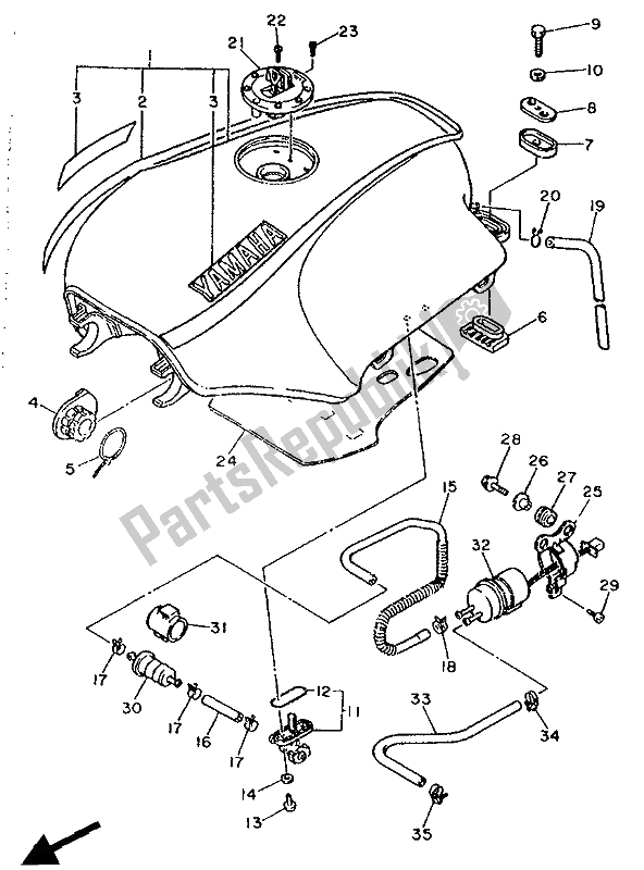 Toutes les pièces pour le Réservoir D'essence du Yamaha FJ 1200 1990