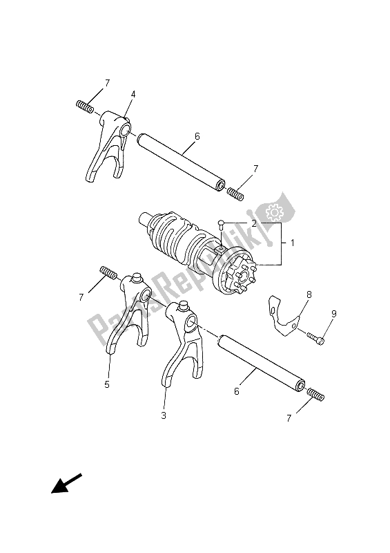 All parts for the Shift Cam & Fork of the Yamaha YZF R7 700 1999