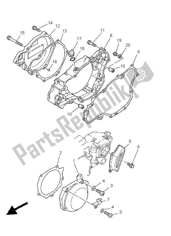 Wszystkie części do Pokrywa Skrzyni Korbowej 1 Yamaha WR 250Z 1998