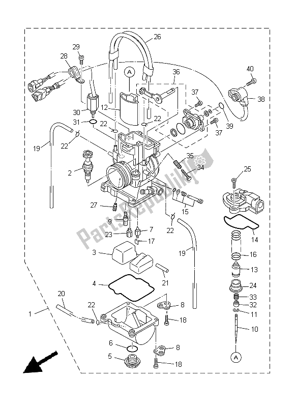 All parts for the Carburetor of the Yamaha YZ 250 2014