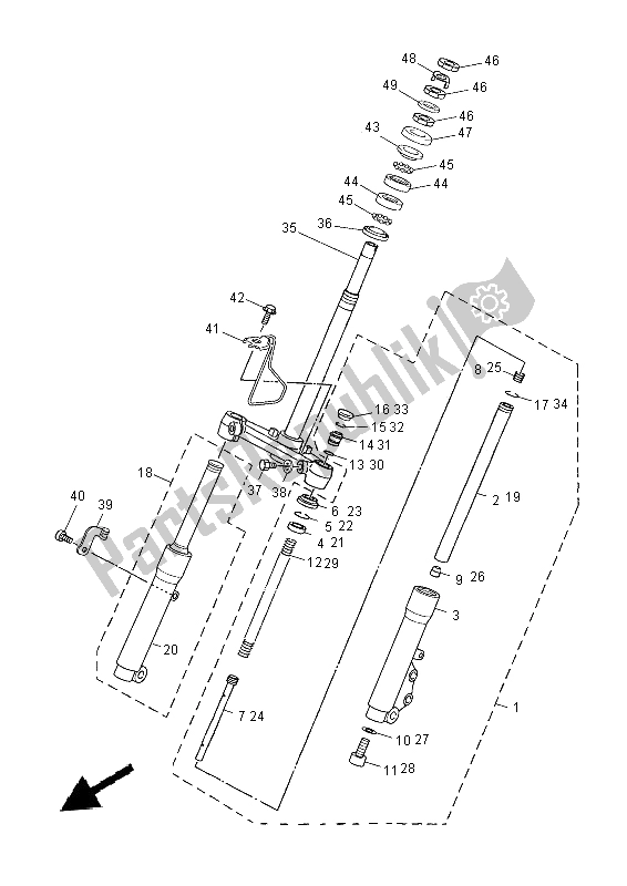 Todas las partes para Tenedor Frontal de Yamaha YN 50F 2014