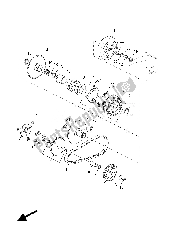 All parts for the Clutch of the Yamaha YP 125R 2013