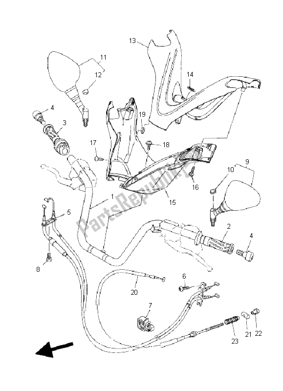 All parts for the Steering Handle & Cable of the Yamaha YP 400 Majesty 2011