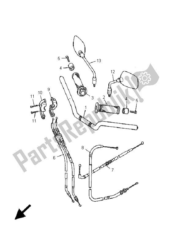 Todas las partes para Manija De Dirección Y Cable de Yamaha XJ 600N 2001