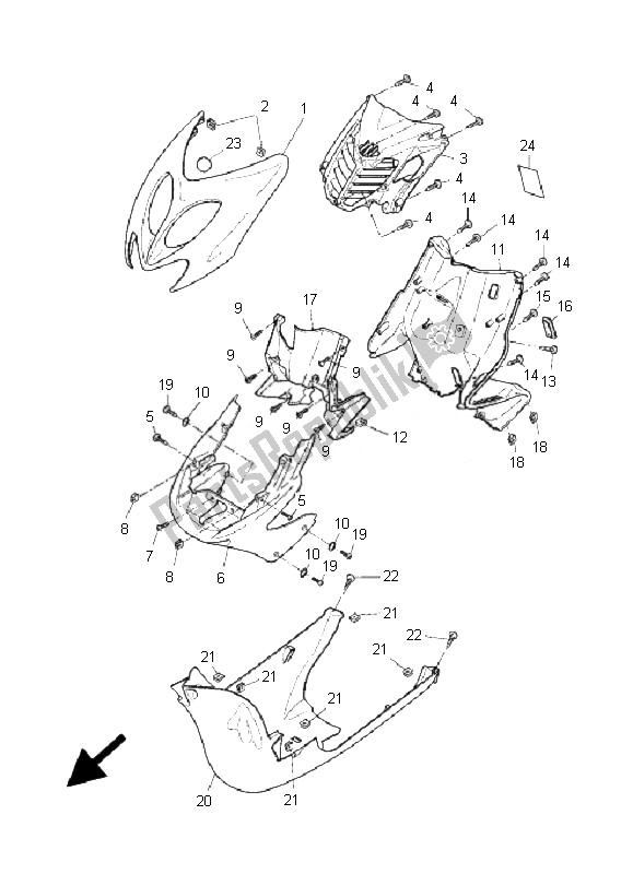 Tutte le parti per il Scudo Per Le Gambe del Yamaha YQ 50L Aerox Race Replica 2007