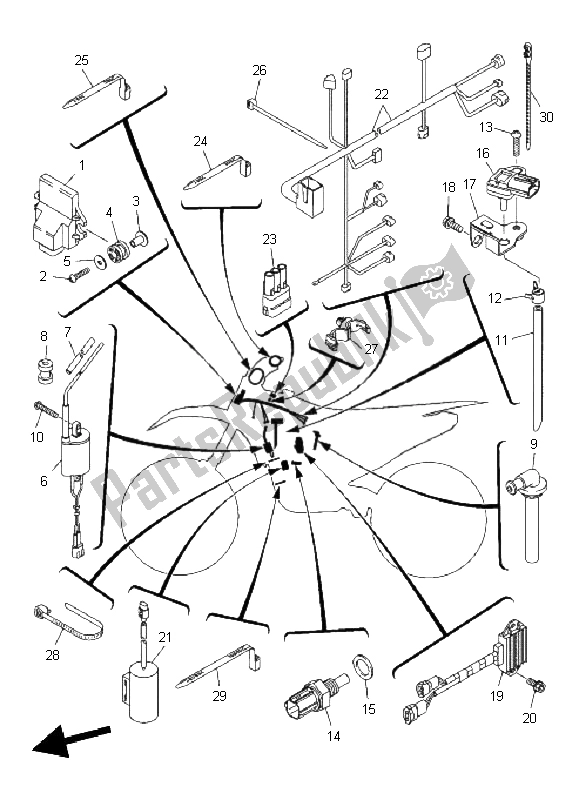 All parts for the Electrical 1 of the Yamaha YZ 450F 2011