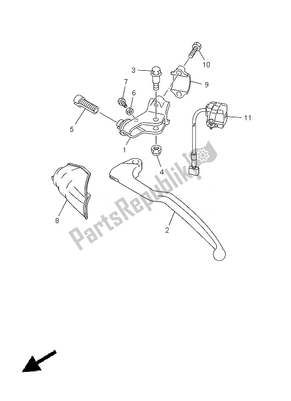 All parts for the Handle Switch & Lever of the Yamaha YZ 450F 2013