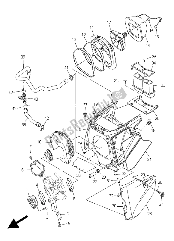 All parts for the Intake of the Yamaha WR 450F 2015