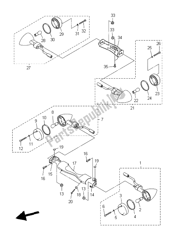Wszystkie części do ? Wiat? O Migacza Yamaha XVS 1300A Midnight Star 2009