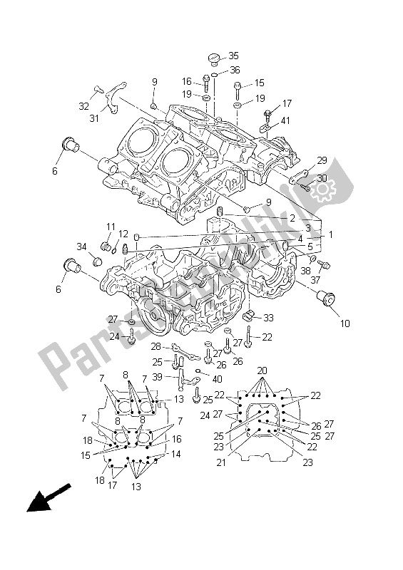 All parts for the Crankcase of the Yamaha XVZ 13 TF 1300 1999