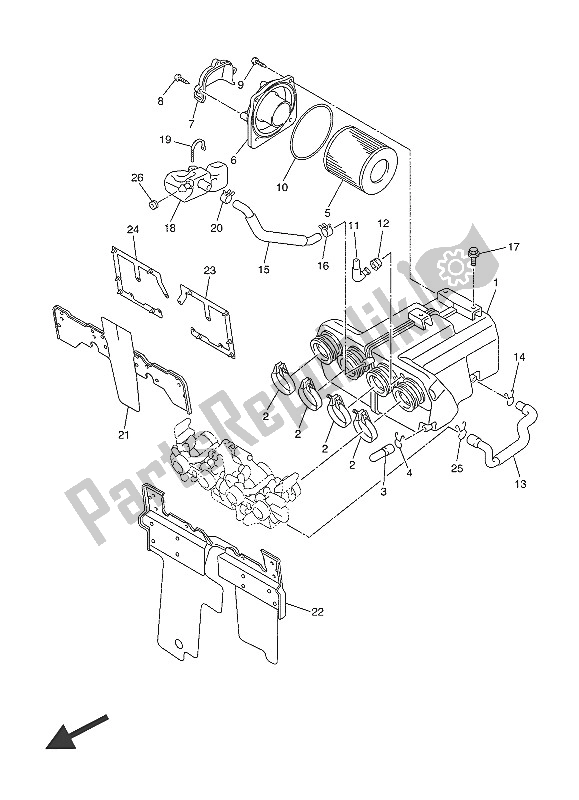 All parts for the Intake of the Yamaha XJR 1300C 2016