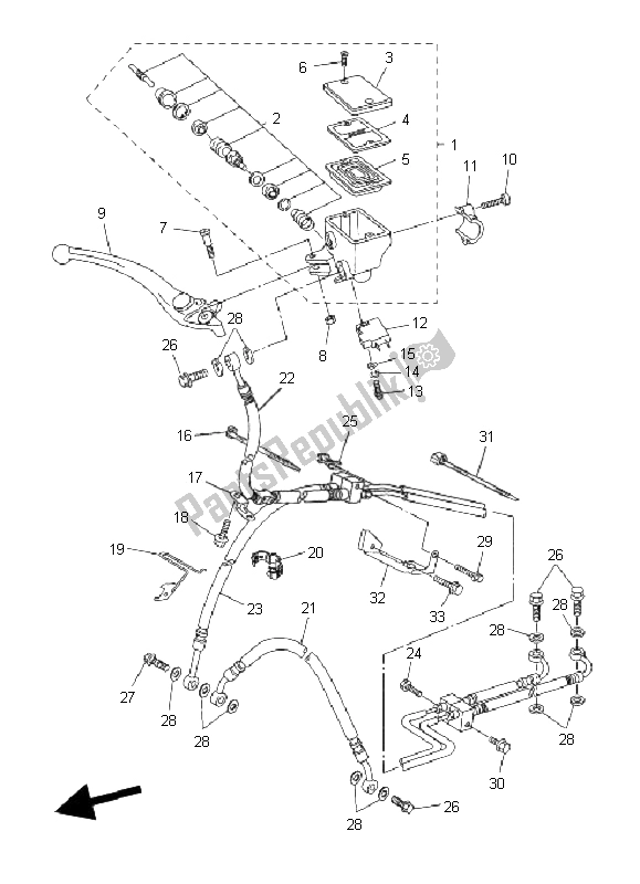 All parts for the Front Master Cylinder of the Yamaha FZ6 Sahg 600 2008