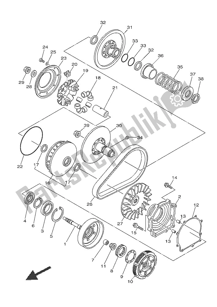 Todas las partes para Embrague de Yamaha YFM 700 Fwad Grizzly EPS LE 2016