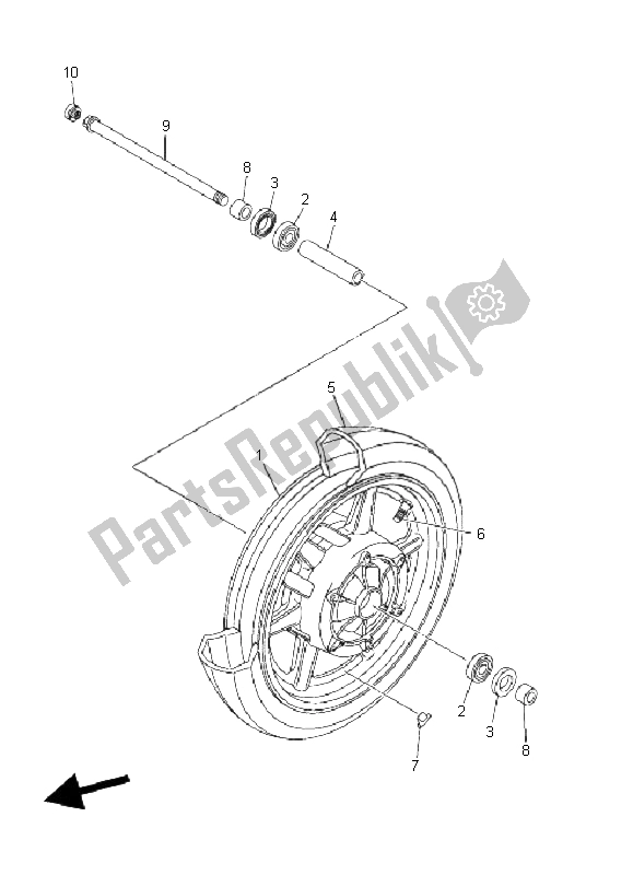 Tutte le parti per il Ruota Anteriore del Yamaha XVS 1300A Midnight Star 2008