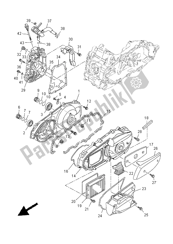 All parts for the Crankcase Cover 1 of the Yamaha YP 400 RA 2015