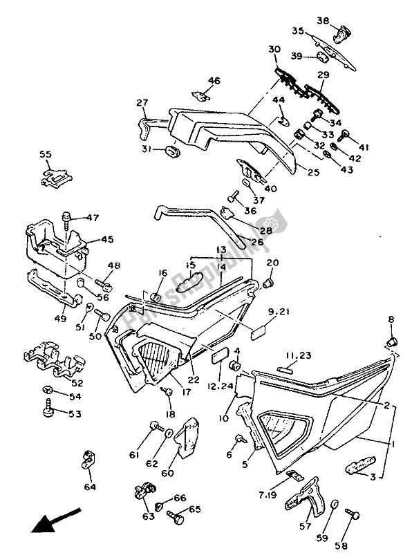 Toutes les pièces pour le Couvercle Latéral Et Réservoir D'huile du Yamaha XVZ 13 TD Venture Royal 1300 1991